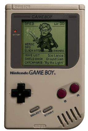 Fantasy hero on GameBoy screen
